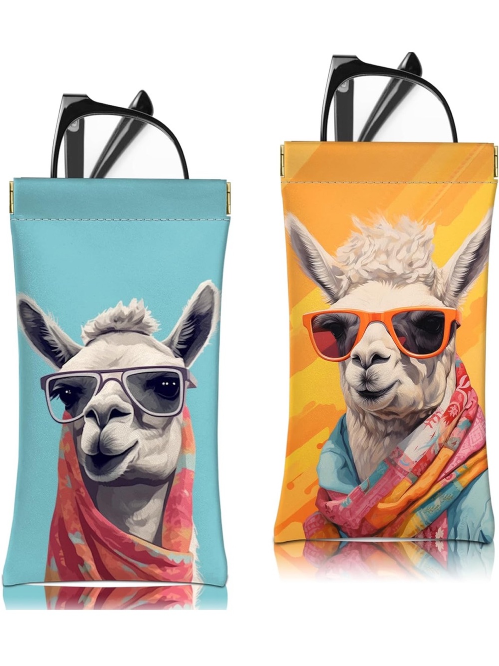 Colorful Llama Sunglass Cases - Turquoise & Orange 2 PCS Glasses nwt